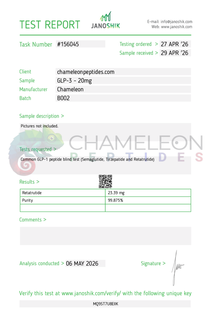 GLP-3 Batch B002 Certificate of Analysis