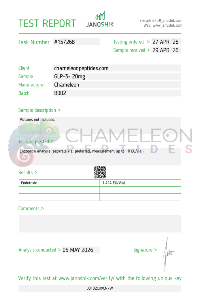 GLP-3 Endotoxin Janoshik Report #157268