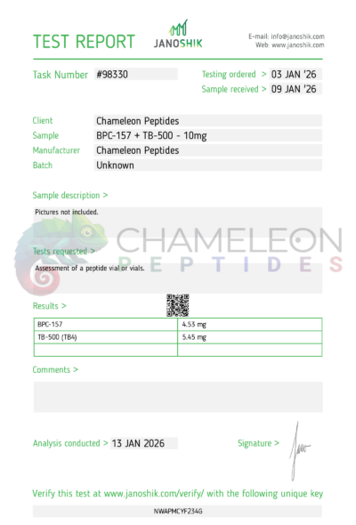 BPC-157 + TB-500 Certificate of Analysis