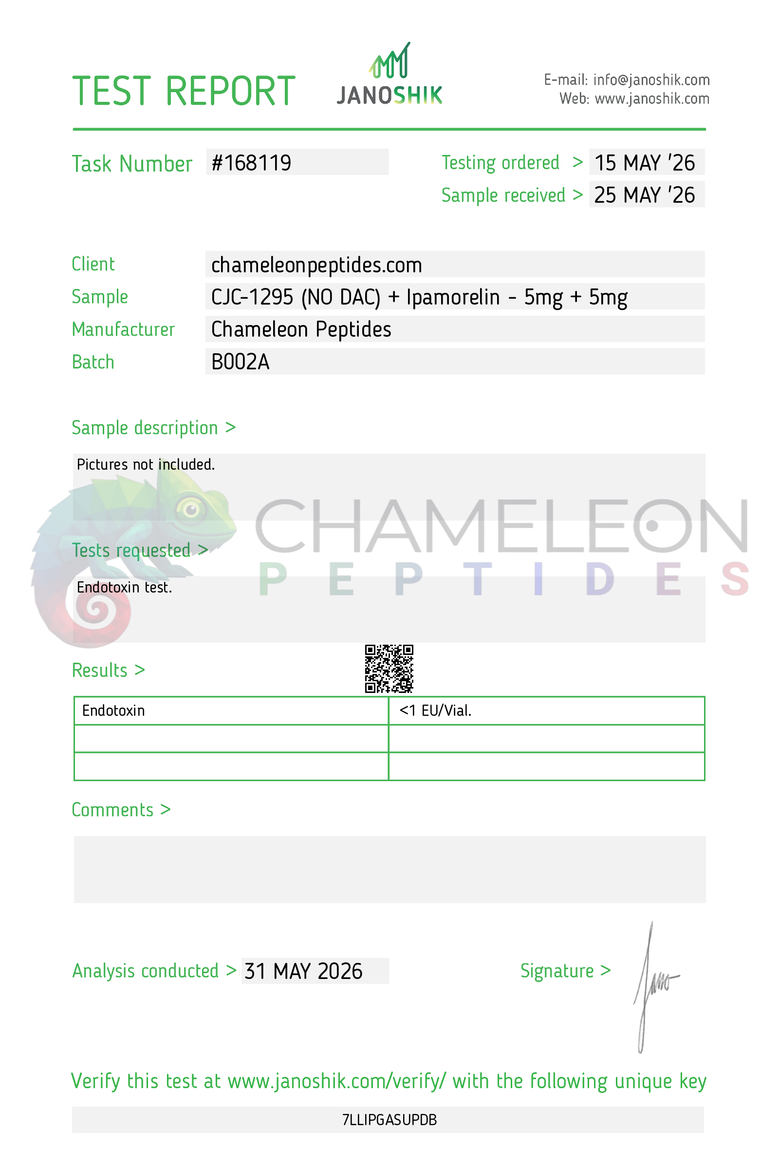 ipamorelin certificate of analysis CJC-1295 (NO DAC) + Ipamorelin 5mg+5mg