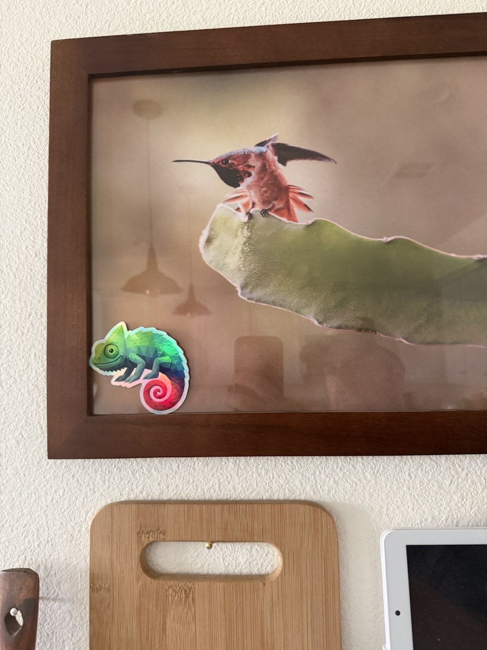 Chameleon sticker on wall art