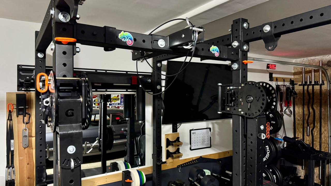 Chameleon stickers on a Rogue power rack